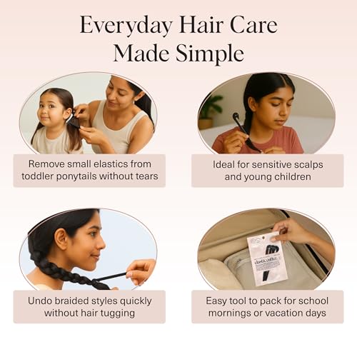 Kitsch No-Damage Elastic Hair Tie Cutter Tool Set, Black (3 Pack)