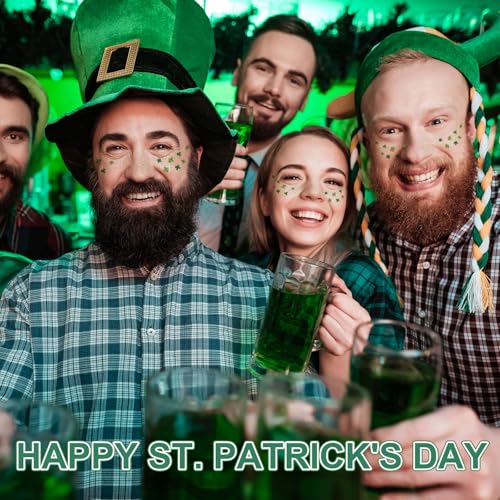 St. Patrick's Day Temporary Tattoos - 6Pc Glitter Shamrock Face Stickers