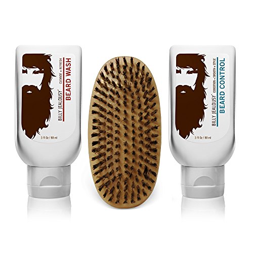 Billy Jealousy Beard Envy Facial Hair Refining Kit with Beard Wash Facial Hair Control and Boar Bristle Brush for Clean, Hydrated, Soft, Tamed Unruly Mane