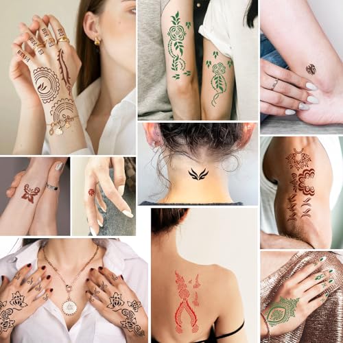 MuseLuxe Temporary Tattoo Kit - 102 Designs, 8 Inks, 4 Colors