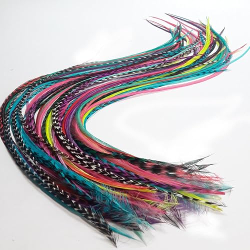 20 Real Rooster Feather Hair Extensions Kit