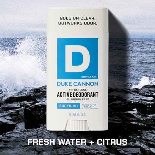 Duke Cannon Aluminum-Free Deodorant for Men - Air Defense, Fresh Water + Citrus, 3 oz ? Long-Lasting, Clear Glide, Skin-Soothing Formula (Superior)