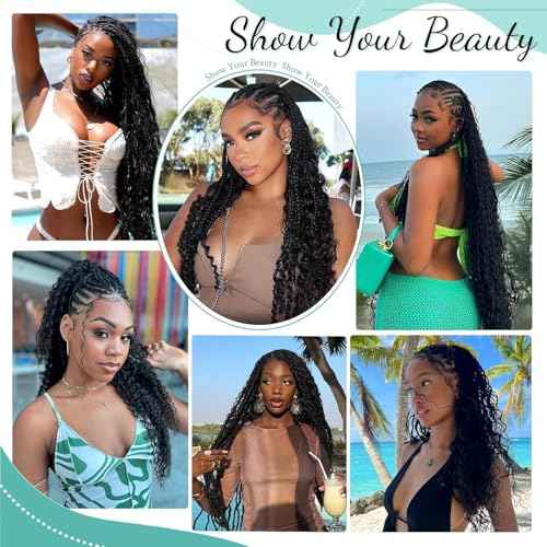 Human Braiding Hair for Boho Braids Human Hair 110g 24 Inch Curly Boho Hair for Braiding Knotless 12A Deep Wave Bohemian 3 Bundles/Pack Natural Color