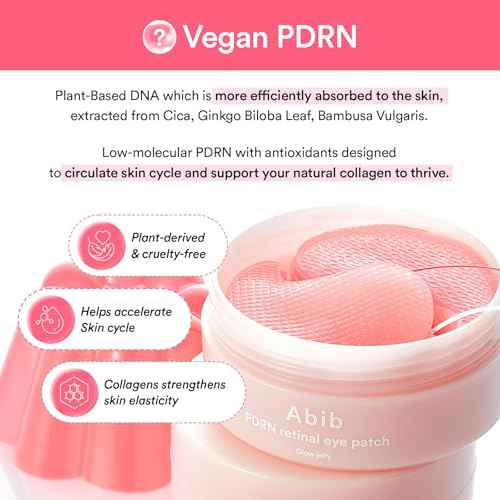 Abib PDRN Retinal Eye Patch, Hydrogel Masks for Dark Circles, Puffiness, Fine Lines, 60 Patches, 84g, with Niacinamide, K-Beauty Skincare
