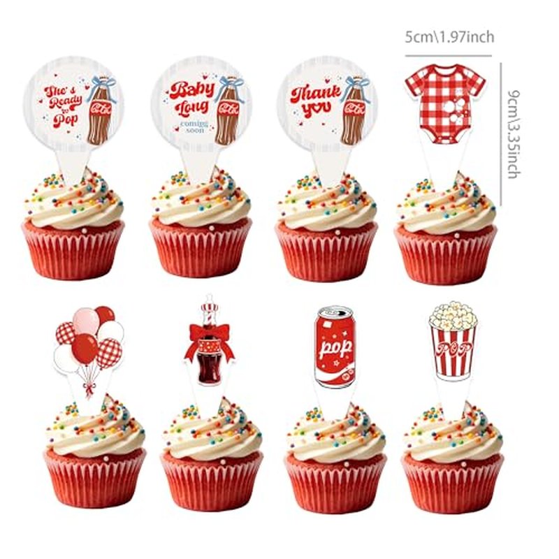 24PCS She's Ready to Pop Cupcake Toppers, Baby Shower