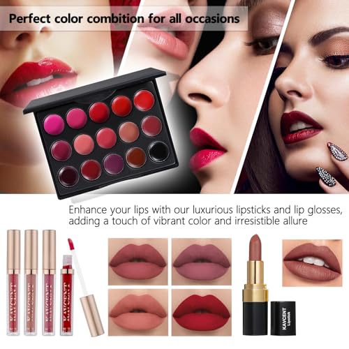 Full Makeup Kit for Girls - Eyeshadow Palette, Lip Gloss & Lipstick, Makeup Brushes, Foundation, Concealer, Mascara, Powder, Makeup Bag