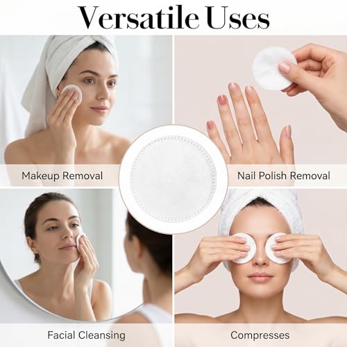 100 Pcs 2.2" Lint-Free Cotton Rounds for Face Makeup Removal