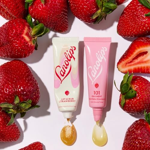 Lanolips Strawberry Lip Scrub & Balm Set with Lanolin