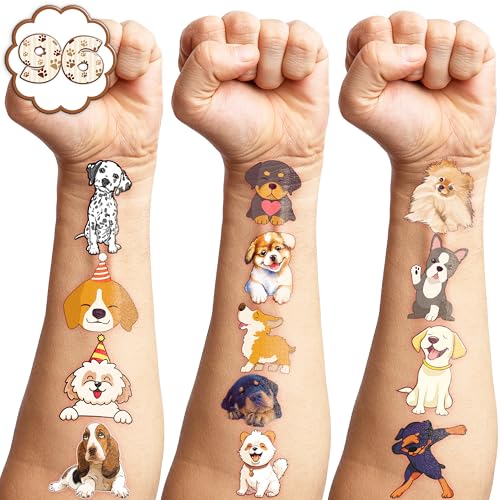 96-Piece Puppy Temporary Tattoos for Kids - Pre-Cut