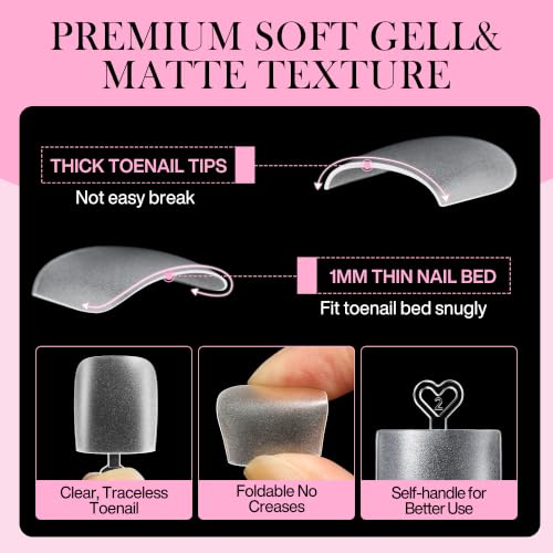 Luckyfairy Square Toe Nail Tips 240pcs 15 Size French Style