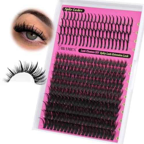 Yawamica 80D Wispy Lash Clusters 10-18mm with Spike Individual Lashes 13-19mm DIY Manga Lashes Clusters Volume Eyelash Clusters D Curly Cluster Eyelash Extensions Fairy Cluster Eyelashes 280pcs