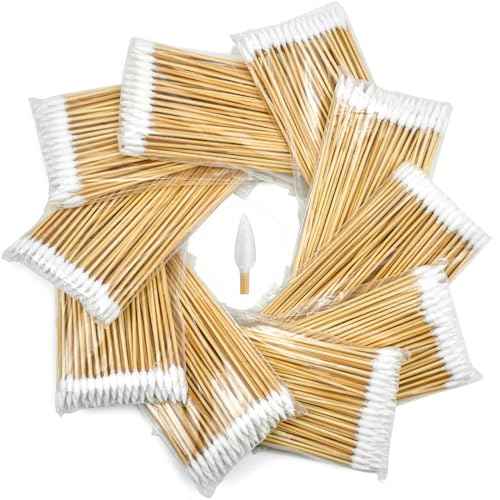 500/1000 pcs Gun Cleaning Swabs in Storage Case - 6 Inch Bamboo Handled Pistol Cleaning Swabs