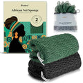 CORATED Black & Dark Green Exfoliating Bath Loofah Sponge with Stretchable Net