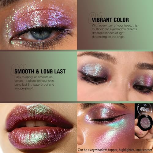 Chameleon Duochrome Eyeshadow - Plum to Mint Holographic Shimmer