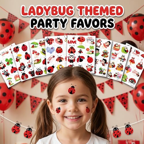 96 Cute Ladybug Temporary Tattoos for Kids