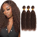 WuvuSnm Brown #4 Curly Human Hair Bundles 22-26 Inch Wet & Wavy, 150g - Variation JC