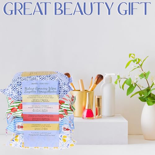 Coastal Makeup Remover Wipes Variety Pack – 4x30, 120 Count, Travel Friendly