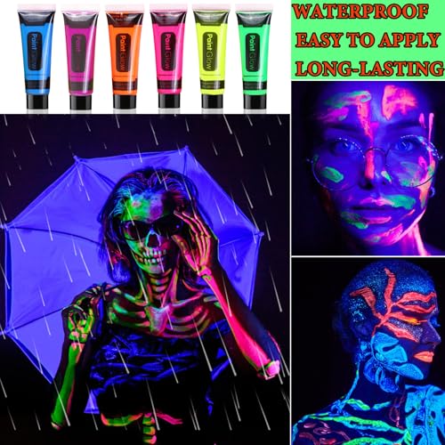 Glow in the Dark Face Paint Set - 12 Colors Neon Body Makeup