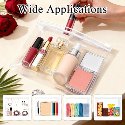 60 Pieces Plastic Mini Clear Makeup Bag Small Clear Zipper Pouches Waterproof clear toiletry bags for traveling