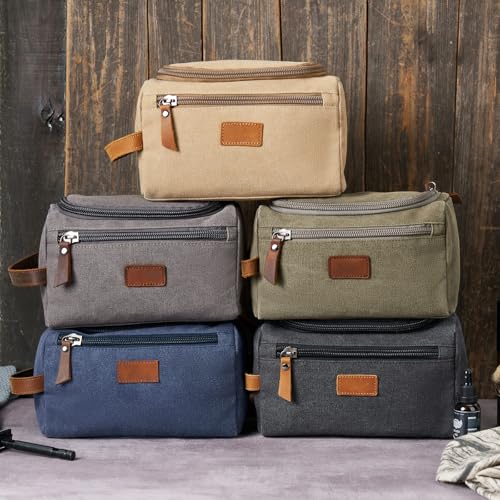 Canvas Dopp Kit Bag for Men - Water-Resistant Travel Toiletry Organizer