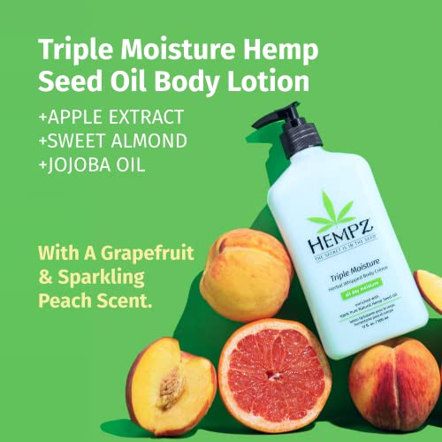 Hempz Body Lotion Bundle - Grapefruit Sparkling Peach 17oz & Coconut Watermelon Daily Moisturizing Creams