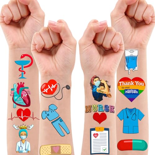 96 PCS Nurse Temporary Tattoos - Medical Theme Party Favors