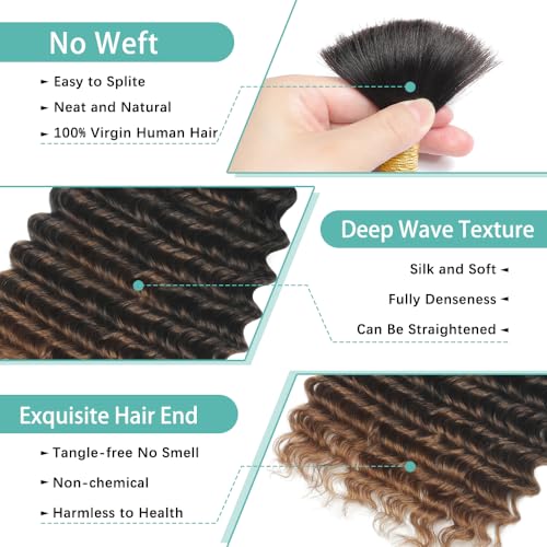 LEISWISS Human Braiding Hair 150g 6 Bundles 18 Inch Deep Wave Ombre