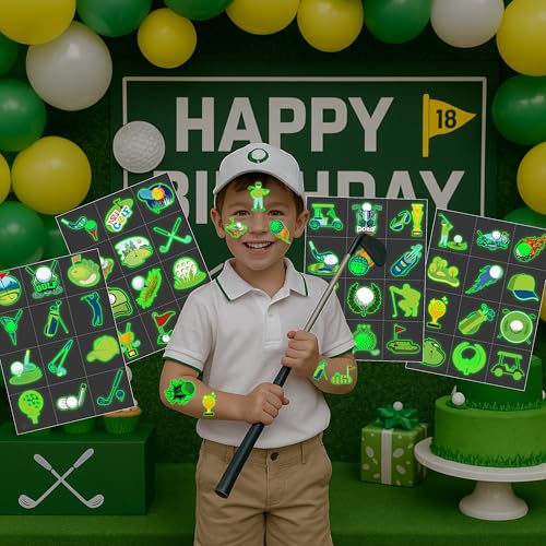 96-Piece Golf Temporary Tattoos for Kids - Glow in the Dark
