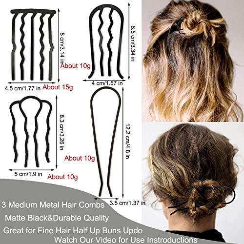 7 Pcs Metal Hair Side Combs for Bun & Updo Hairstyles