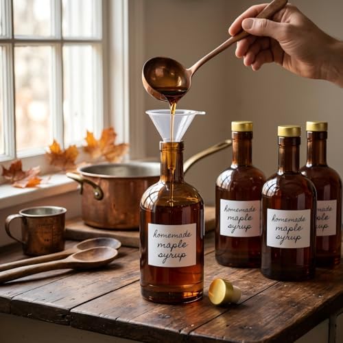 TBWIND 12 Pack 6oz Amber Glass Bottles with T-Top Corks - DIY & Gift Use