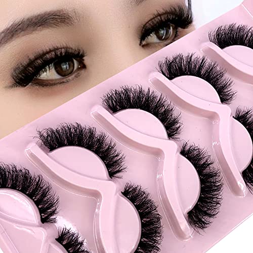 5 Pairs 3D Mink False Lashes - Fluffy Wispy Strips 8mm-22mm