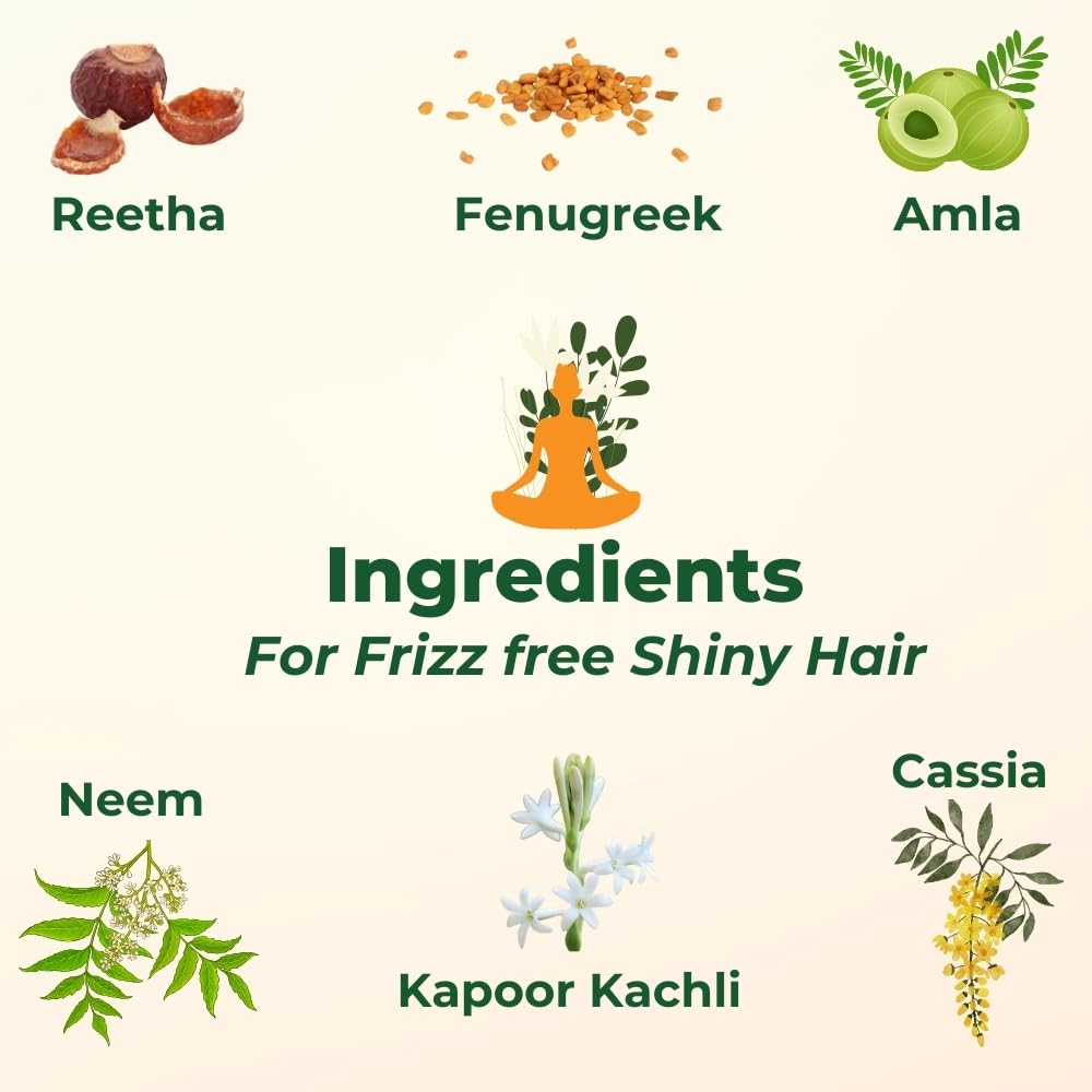 Cultivator's Certified Organic Shampoo for Frizz-Free Hair - Amla, Reetha, Shikakai & Methi Dana Powder with 100% Natural Indian Herbs for Hair Care - 8.81Oz