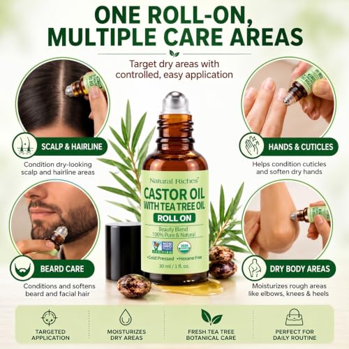 Castor Oil with Tea Tree Oil - Hair & Scalp Care Roller 1oz