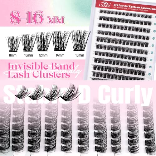 FADVAN Cluster Lashes 168PCS Wispy D-Curly 8-16MM DIY Extensions