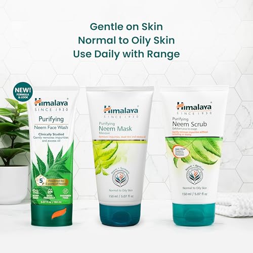 Himalaya Purifying Neem Face Wash, Normal to Oily Skin with Turmeric, Vegan, Soap Free, Paraben Free, Dermatologically Tested, SLS/SLES Free, 5.07 Fl Oz., 150 mL, 2 Pack