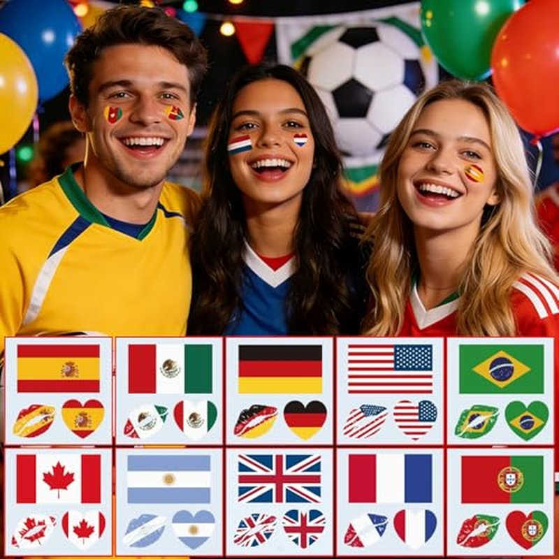 National Flag Temporary Tattoos - 10 Waterproof Sheets