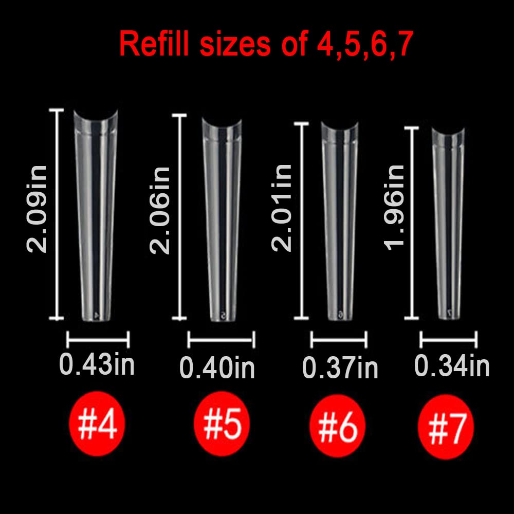 3XL No C Curve Nail Tips, SWETIDY 600Pcs Refill Size of 4,5,6,7 Clear Acrylic Nails Square Shape Nail Half Cover (600Pcs Refill 3XL Coffin)