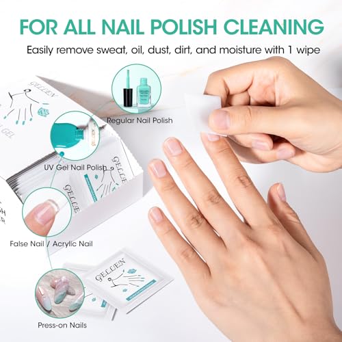 GELLEN Lint-Free Nail Cleanser Pads - 200 Pack Alcohol Prep Wipes