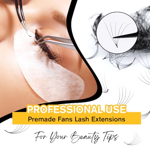 500 Premade Fans Lash Extension 24D 0.03 D Curl Promade Fans 12mm Premade Lash Fans for Eyelash Extension Middle Stem Handmade Loose Pre made Eyelash Fans Volume Soft Pointy Base (24D,0.03-D-12MM)