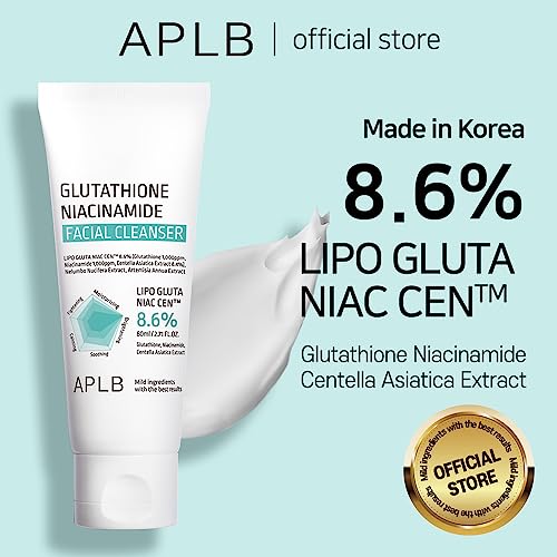 APLB Glutathione Niacinamide Facial Cleanser | LIPO GLUTA NIAC CEN¢â 8.6% 2.71 FL.OZ/Korean Skincare, Cares for Tighten Pores & Sebum, Long lasting nourishment and deep moisture for soft skin