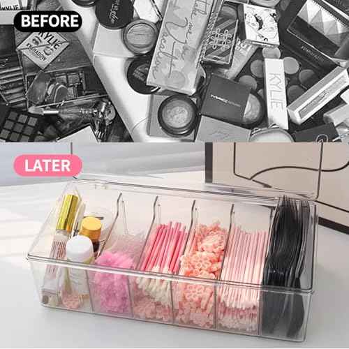Lash Cart Organizer For Lash Techs,Acrylic Lashes Extension Organizers and Storage for Do Your Own Lashes and Brows at Home,Clear Container for False Eyelash Supplies, Separated Lashs Organizers Boxes