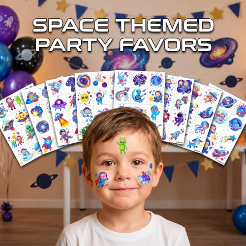 96 PCS Space Alien Temporary Tattoos for Kids - 8 Sheets