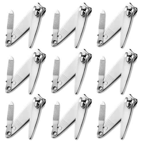 Nail Clippers with File Bulk - 24 Pack Multipack for Women & Men, Swing-Out Nail Cleaner, 2.36-Inch Fingernail Clippers Attached Filer, Durable Small Mini Clippers Bulk (24 Count)
