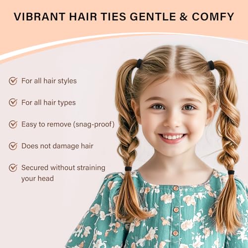 100 Small Black Hair Ties - Elastic Bands for Kids & Women
