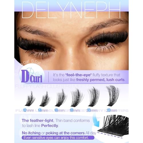 Fluffy Lash Clusters with Spikes 200D+260D Manga Volume Eyelash Clusters 12-22mm Long Cluster Eyelash Extensions D Curl Cluster Lashes Wispy Individual Lashes Clusters by Delyneph