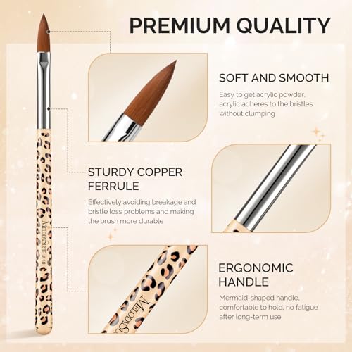 MelodySusie 3Pc Acrylic Nail Brush Set - Sizes 8/10/14