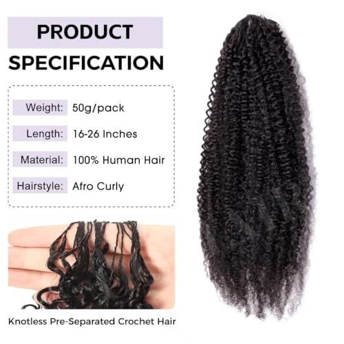 OQ Afro Curly Feather Crochet Human Hair 18 Inch