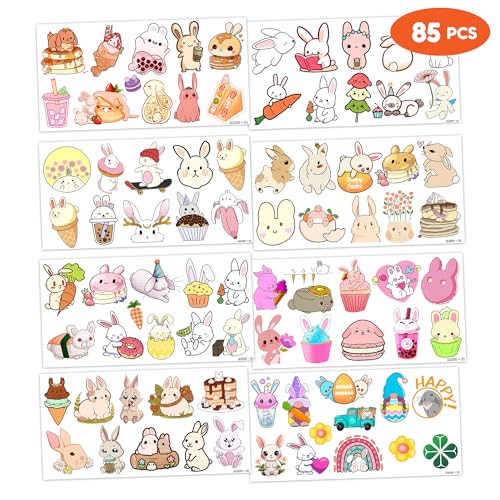 Bunny Temporary Tattoos for Kids - 85 PCS (8 Sheets)