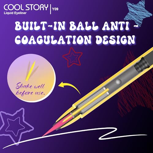 COOL STORY Liquid Eyeliner Waterproof Smudge Proof Eye Liner, 24H Long-Lasting, 0.6ml/0.02 fl.oz (Blue)