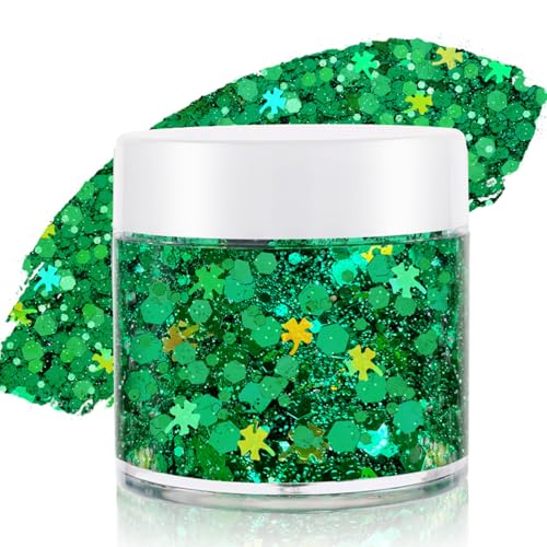 Holographic Green Face Glitter for St. Patrick's Day & Festivals